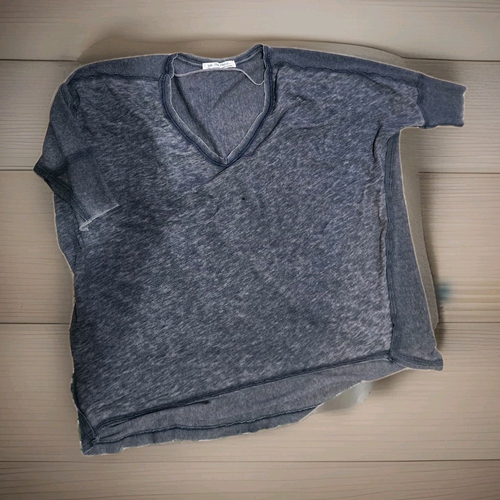 Free People We The Free Oversized Distressed Baggy Comfy Lightweight Tee Gray